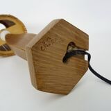 Sculptural lamp in carved oak wood, 70s 80s