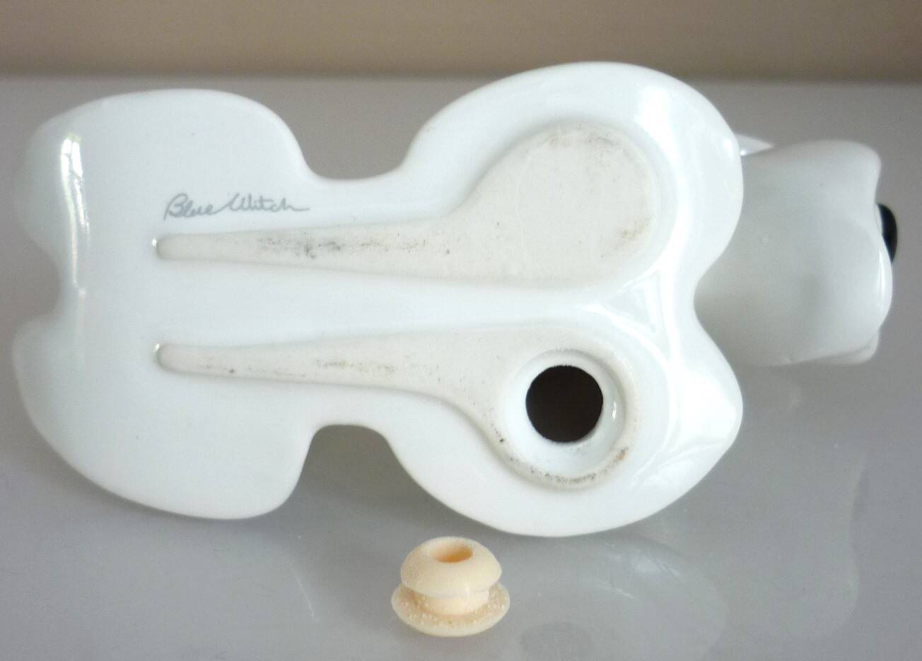 Salt and pepper shakers, glazed ceramic, Scottish terrier dog, signed