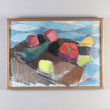 Original Mid Century Swedish Oil On Canvas – “Still Life With Fruits” By Gustaf Höglund – Vintage & Framed