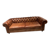 Canapé Chesterfield cuir 3 places marron