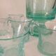 Service en verre soufflé bullé vert d'eau – Coupe sur pied, 5 tasses et louche