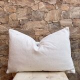 Housse de coussin marocaine faite à la main (60x40 cm) blanche, housse de coussin pour tapis Kilim.