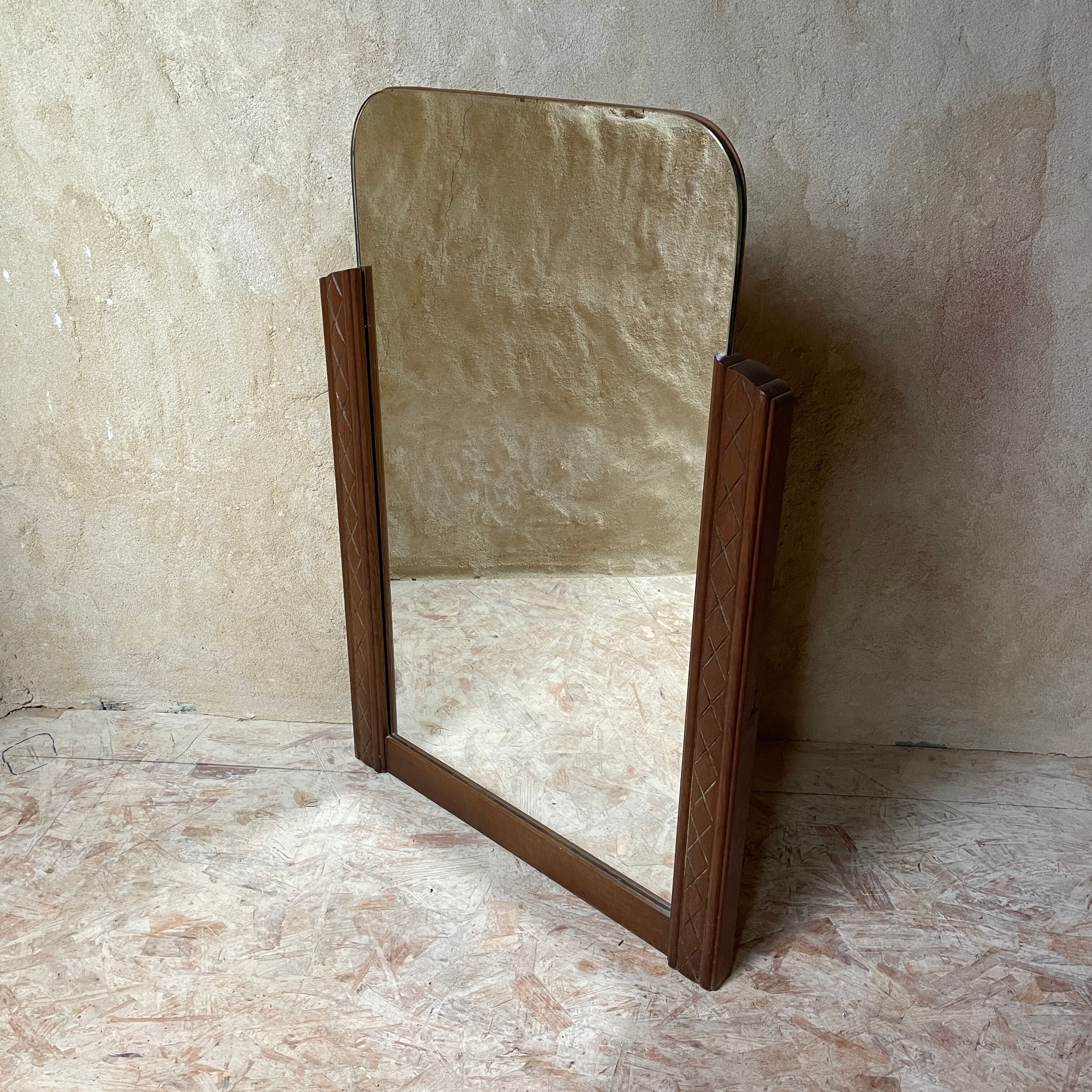 Wooden mirror dressing table - art deco style, 95x66 cm