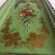 Large Napoleon III tray, painted sheet metal, floral motif