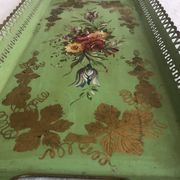 Large Napoleon III tray, painted sheet metal, floral motif