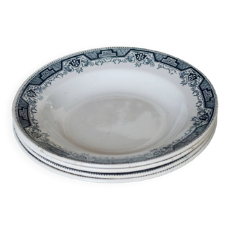 4 vintage deep plates in ironstone, Morocco model - Moulin des Loups