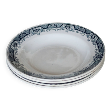 4 vintage deep plates in ironstone, Morocco model - Moulin des Loups
