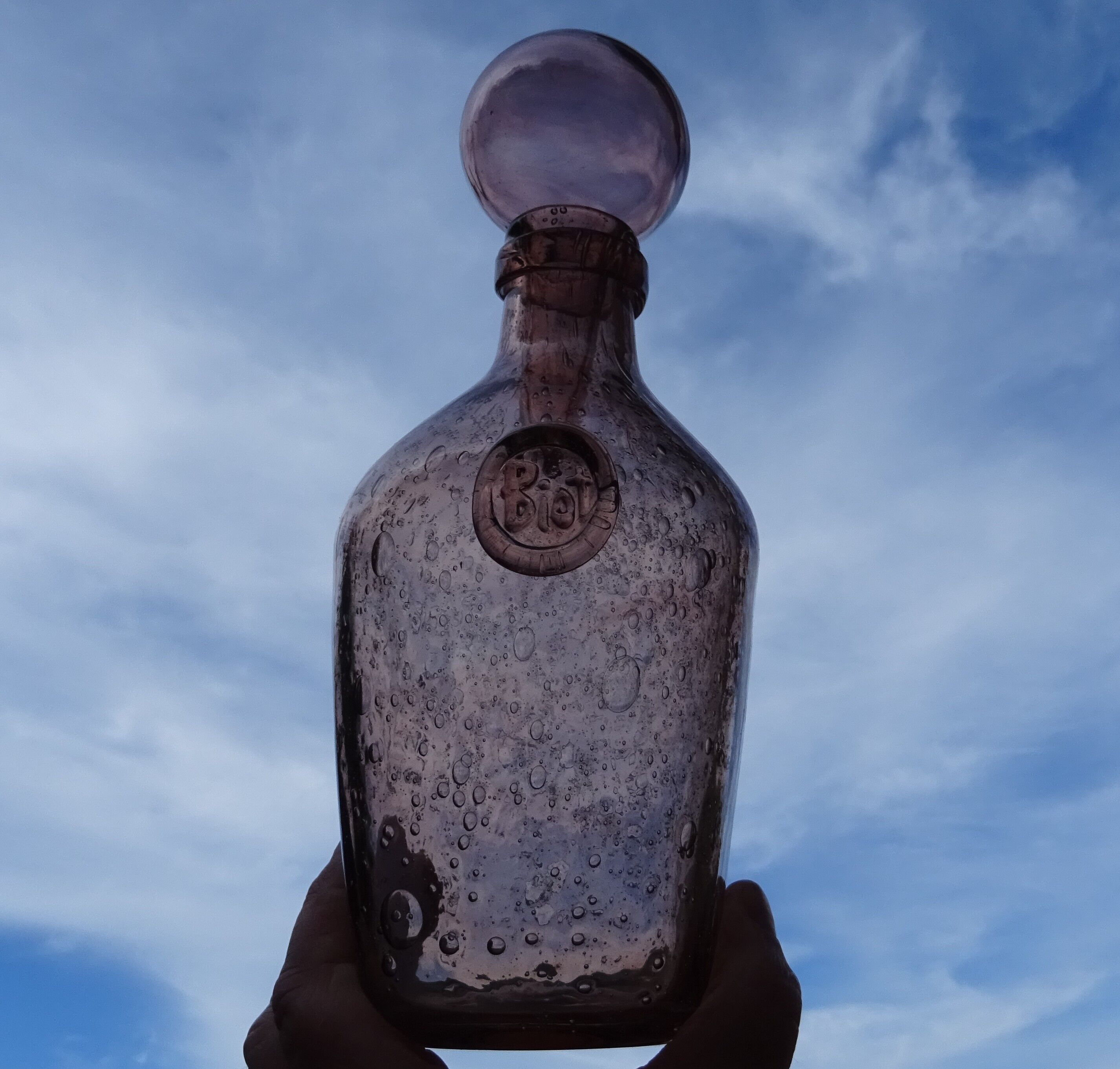 Biot purple blown glass carafe