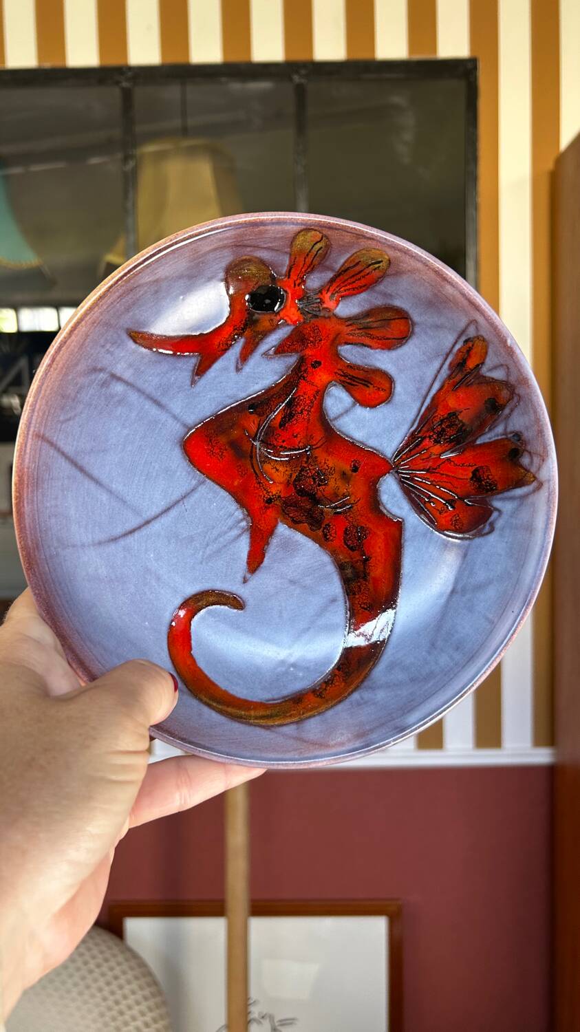 Assiette n°3 Hippocampe par Monique Brunner à Vence