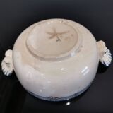 Butterfly ear bowl in iron clay with blue patterns