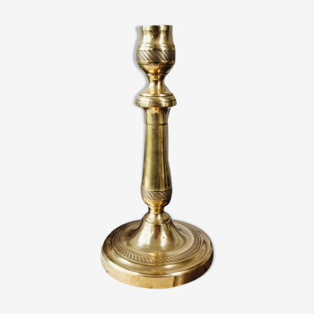 Chiseled brass candle holder