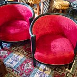 Pair of "barrel" armchairs