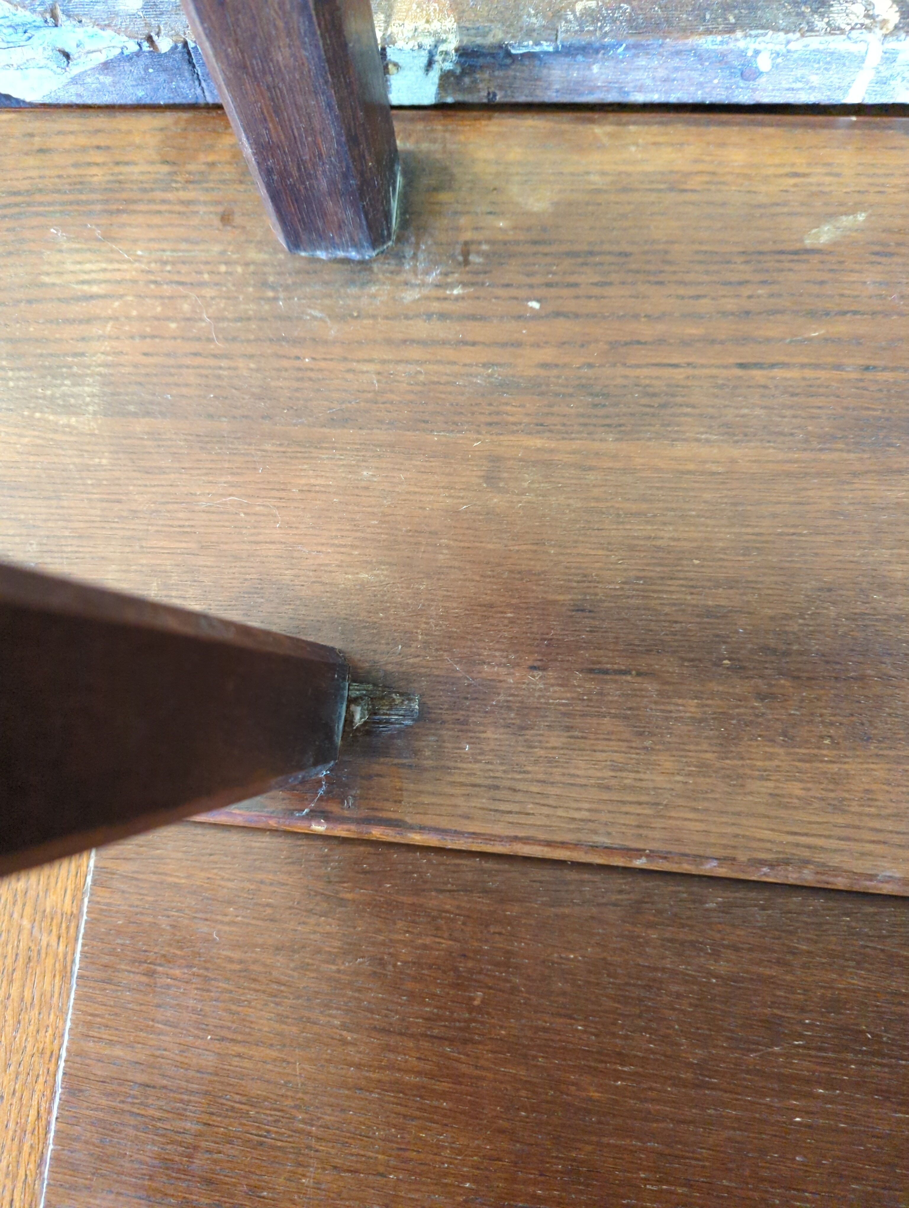 Old bench for oak farmhouse table