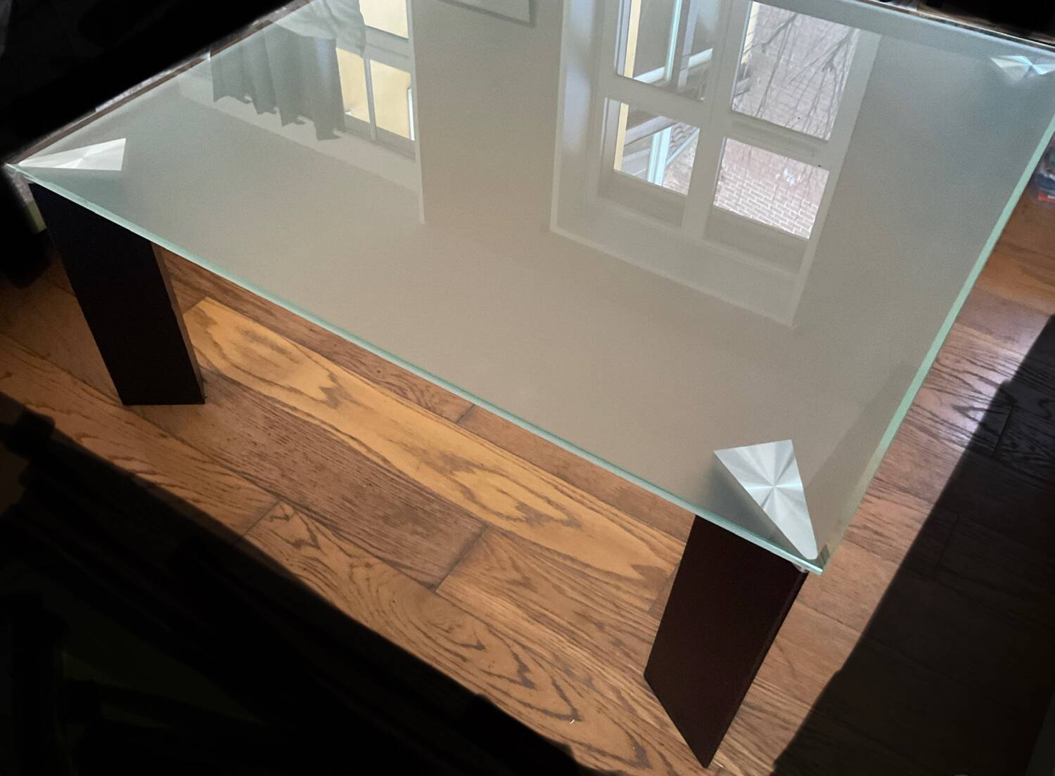 Square glass coffee table
