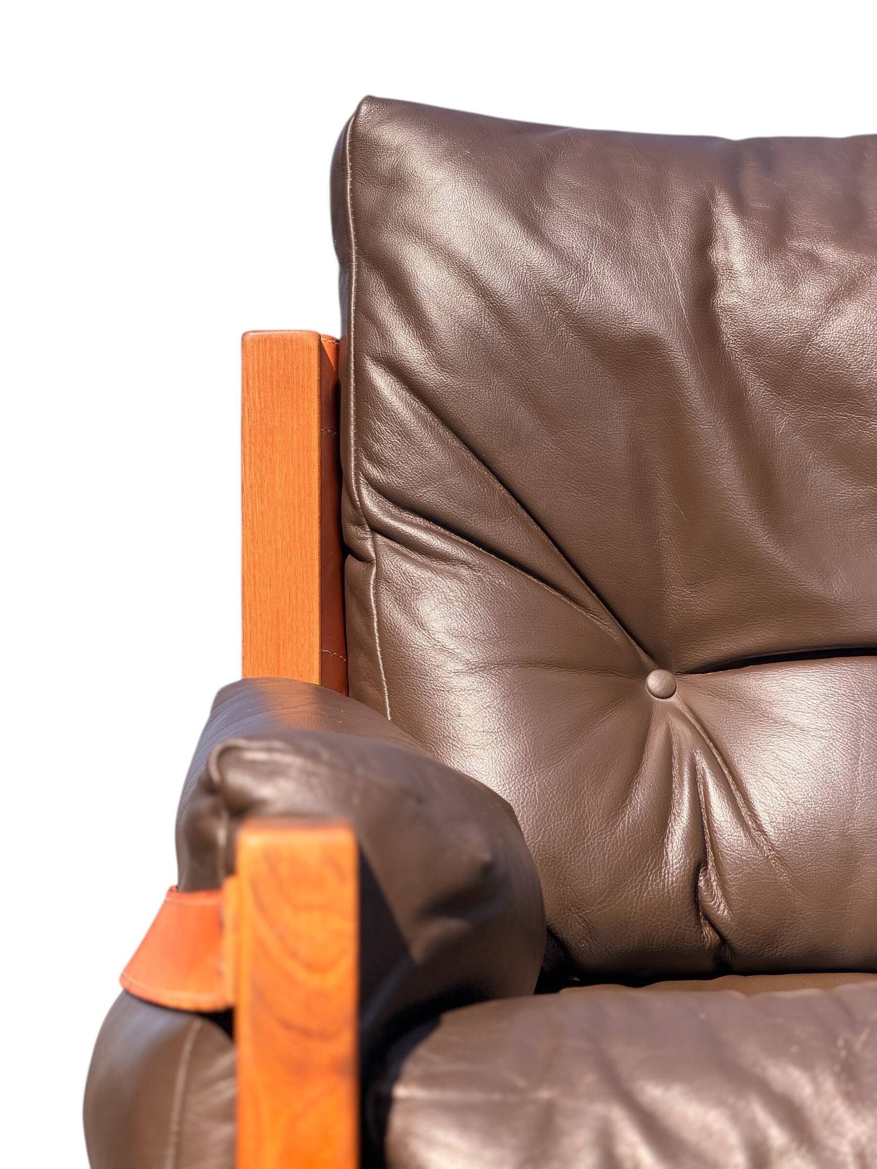 Ensemble Salon Pierre Chapo - Canapé S32 & Fauteuil S15 - Orme & Cuir Brun