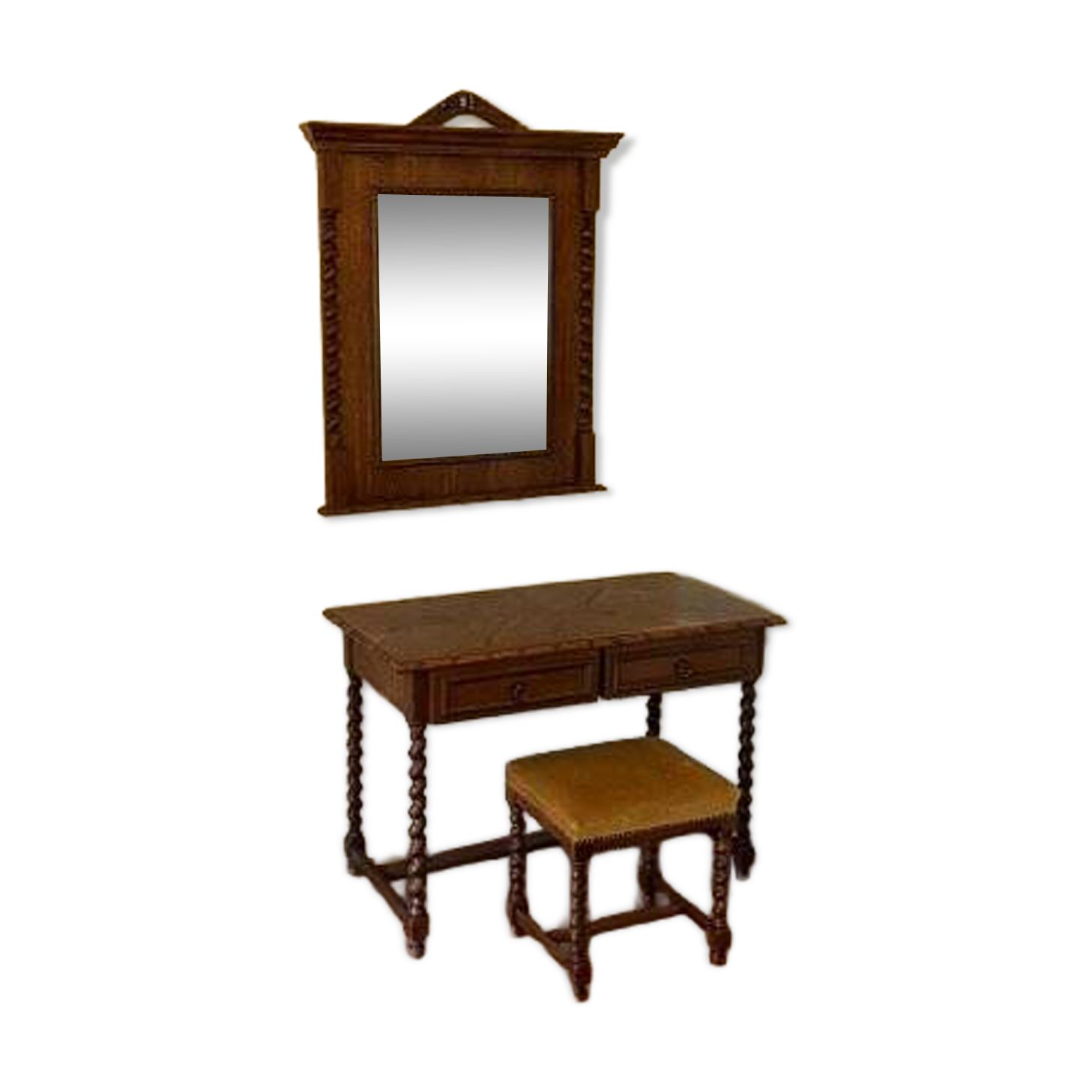 Spanish Style Oak Colonial Dressing Set, Set of 3