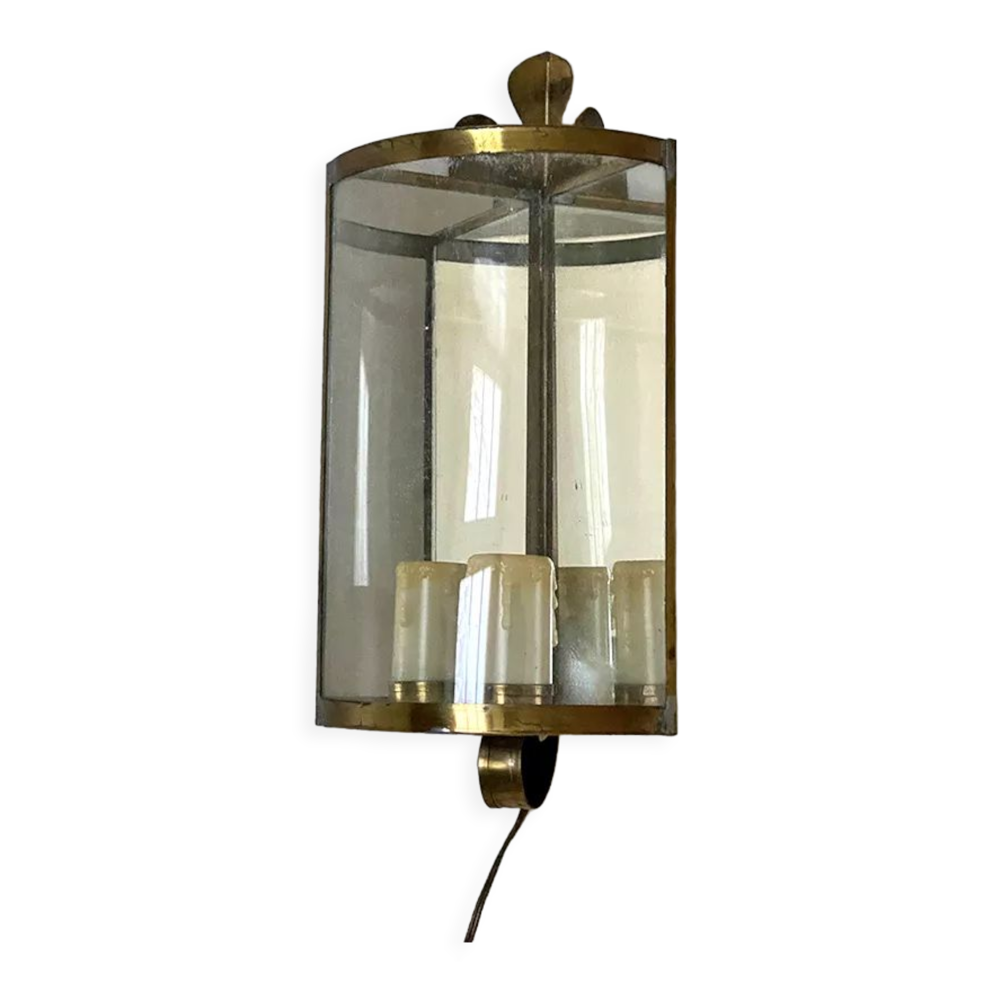 Vintage 50's golden metal corner lantern