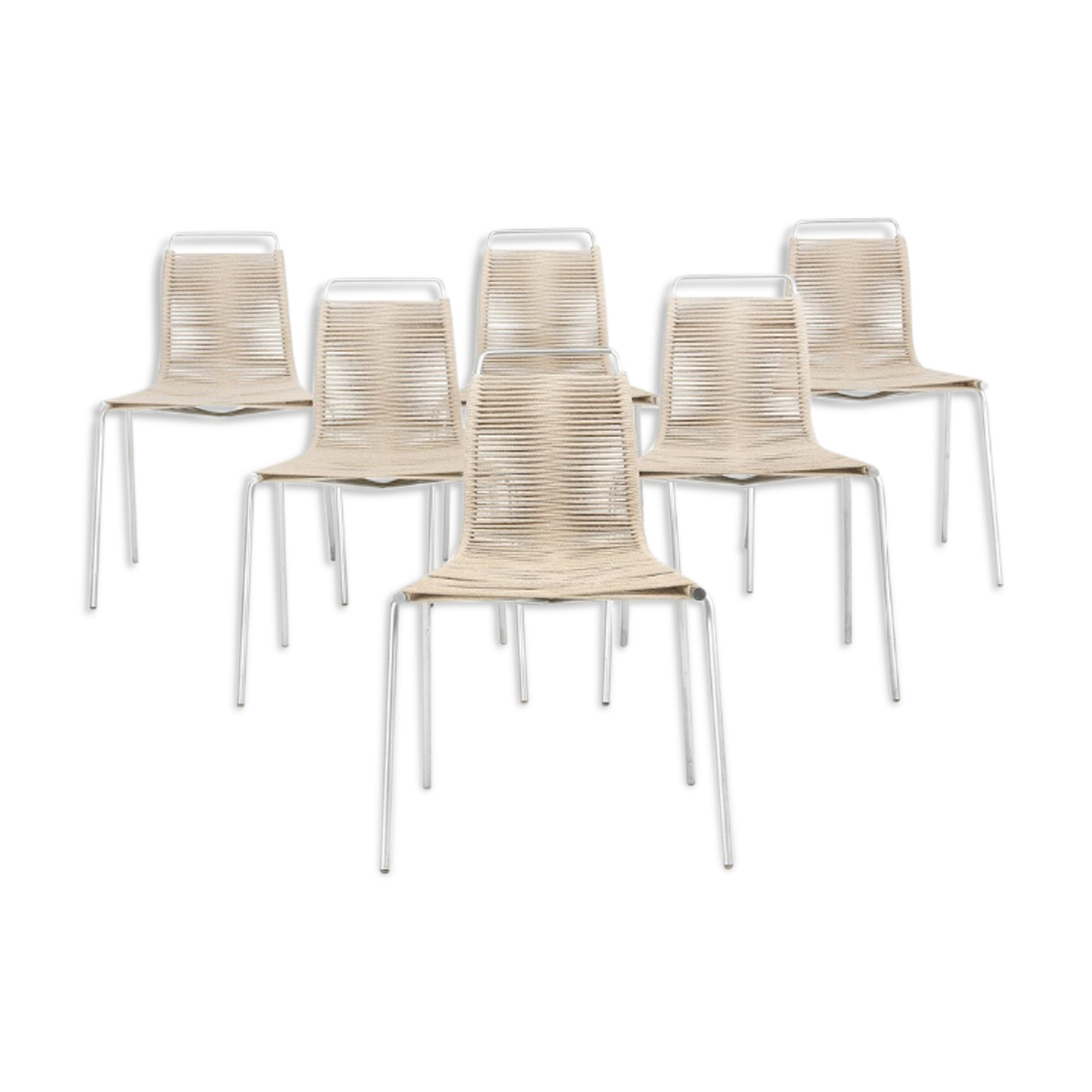 Set of six chairs Poul Kjorholm: "PK-1"