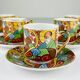 Japanese porcelain coffee service Lithophane Geisha, 1950s, set of 10.