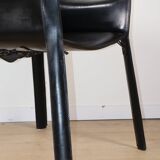 Fauteuil vintage en cuir noir - Années 80