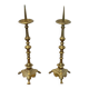 Pair of Large Brass Altar Candlesticks with Baluster Shaft and Tripod Base