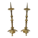 Pair of Large Brass Altar Candlesticks with Baluster Shaft and Tripod Base