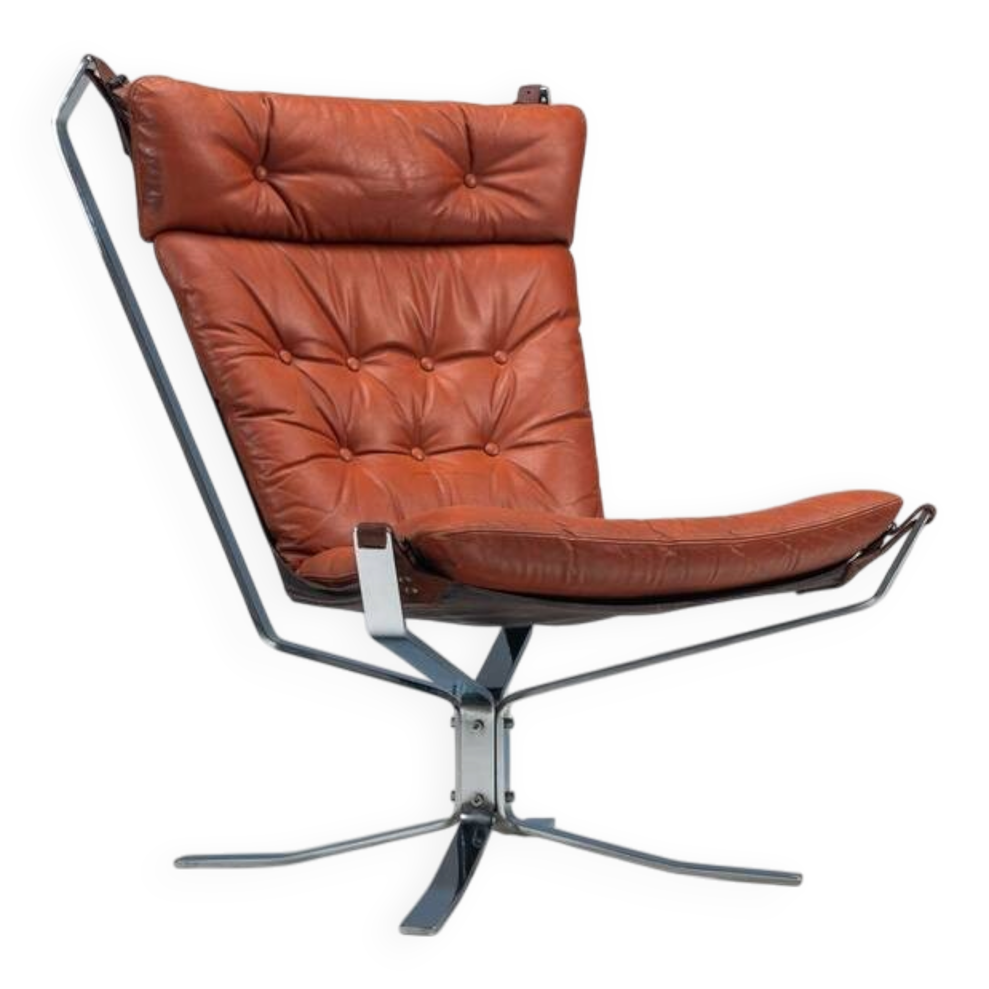 Sigurd Ressell Falcon lounge chair leather and metal Vatne Norway 1970