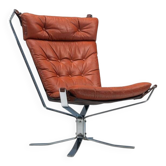 Sigurd Ressell Falcon lounge chair leather and metal Vatne Norway 1970