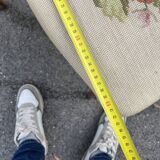 Pair of antique turned wooden chairs, embroidered upholstered seats