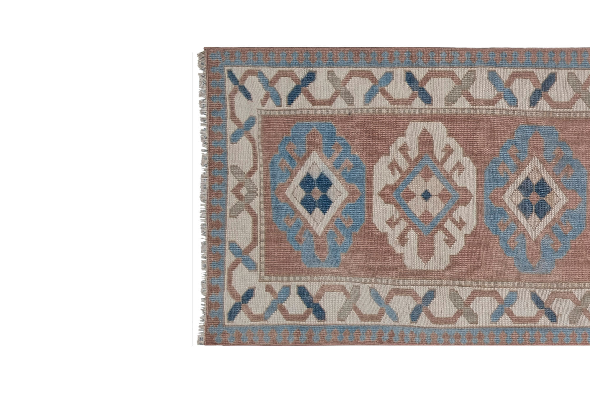 Vintage anatolian oushak kars runner rug 80 x 380 cm
