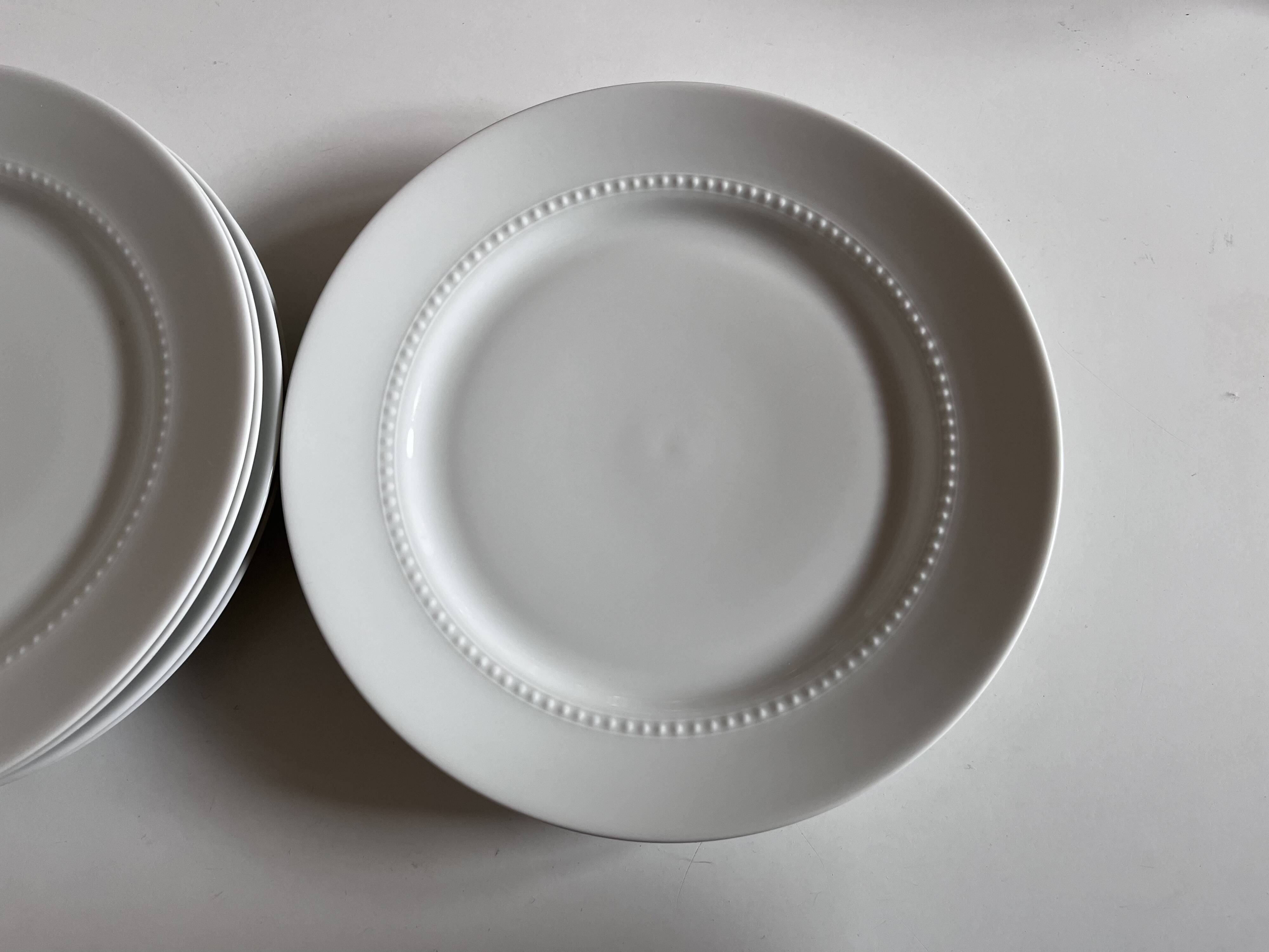 Set of 6 neo-classical pearl white porcelain dinner plates by Bareuther.