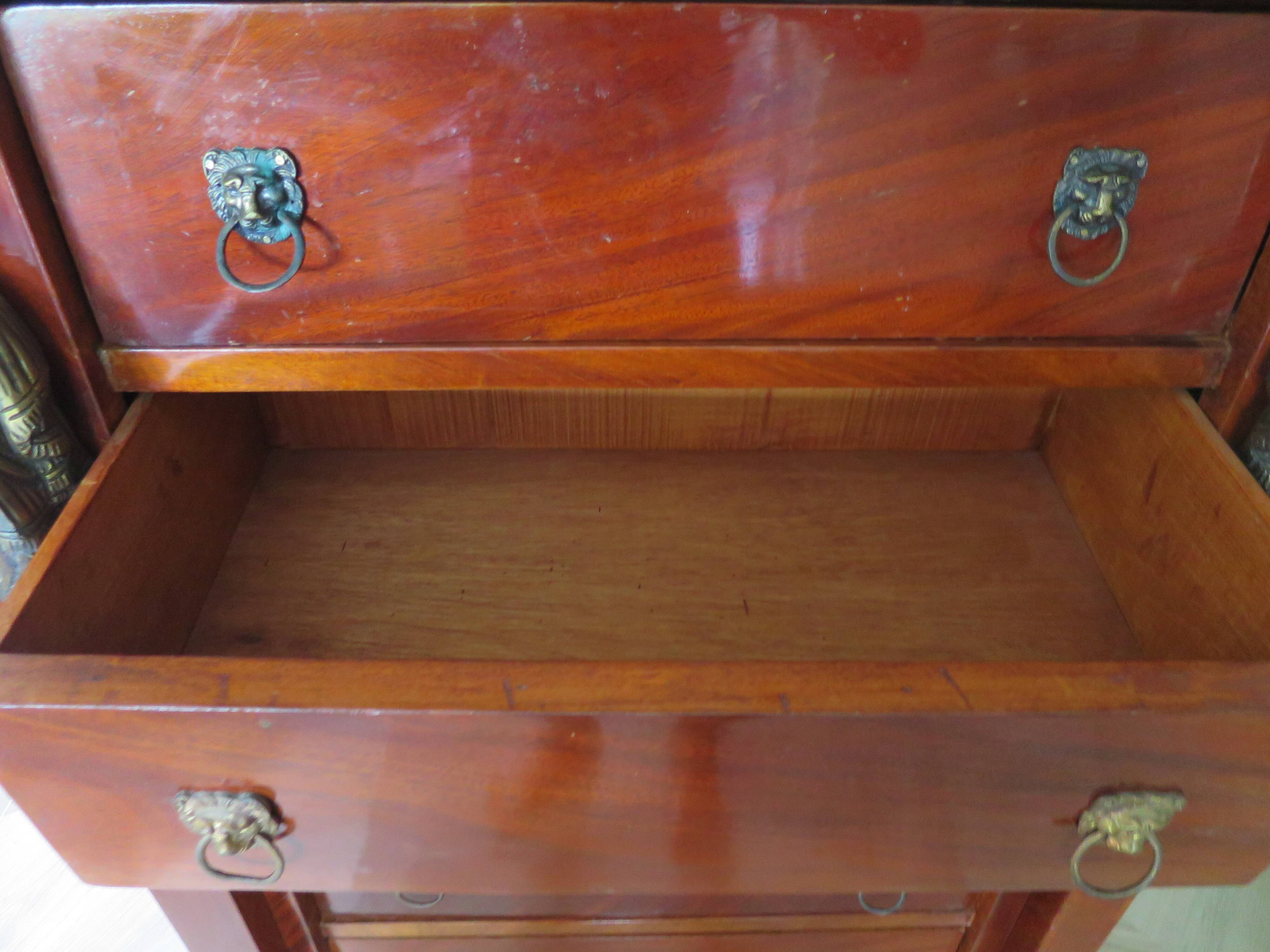 Antique Weekly Planner/Empire Style Commode-Caryatid-Patinated Bronze - 1950