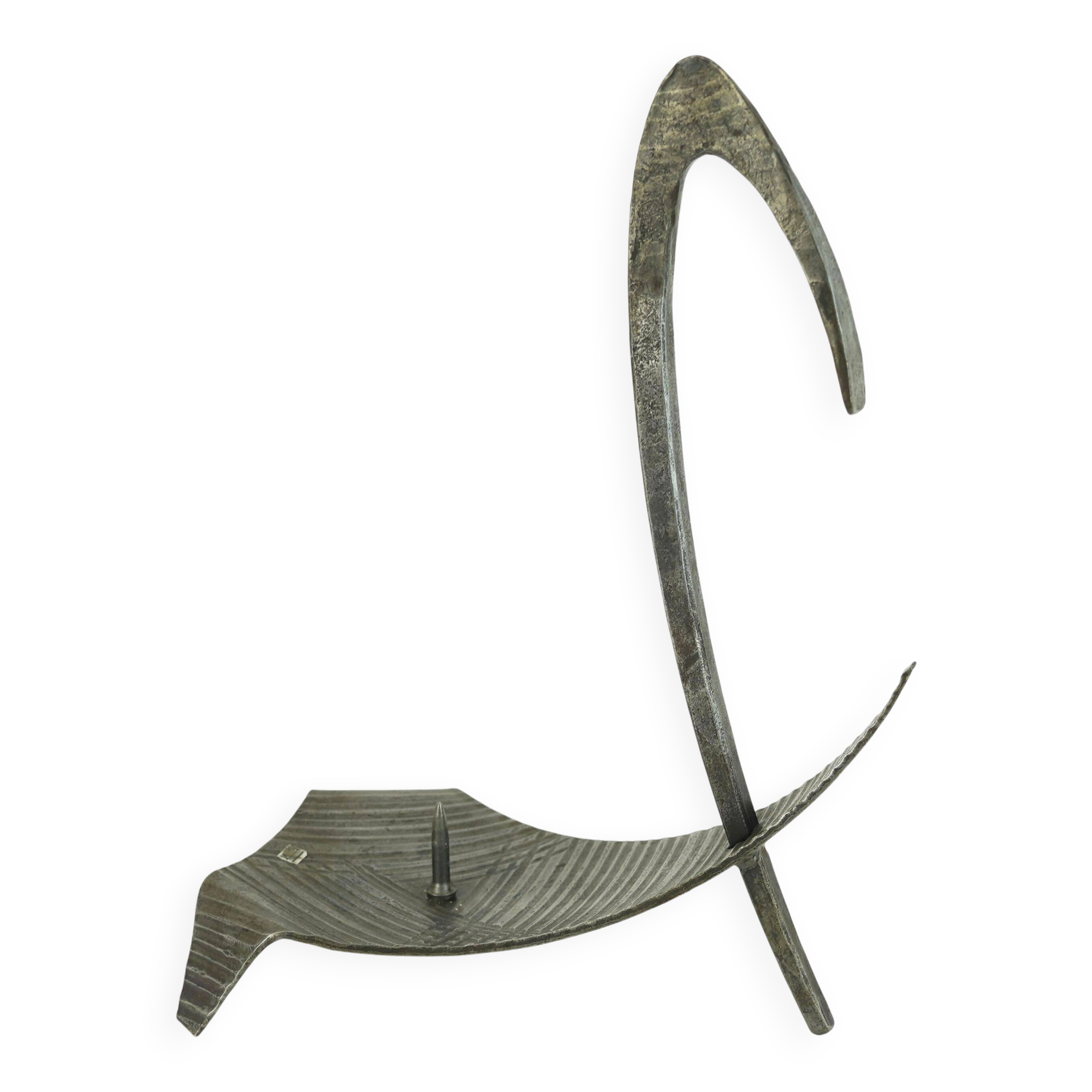 sculptural mid century modern brutalist iron CANDLE HOLDER 1960s 1970s