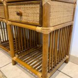 Pair of vintage rattan bedside tables