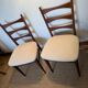Pair of vintage wood and corduroy chairs