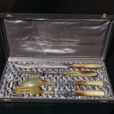 Carving Set + Salad Server Horn and Stainless Steel