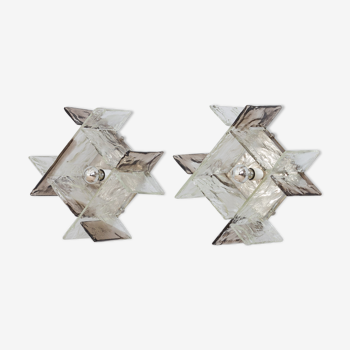 Carlo Nason Mazzega wall sconces in thick Murano glass