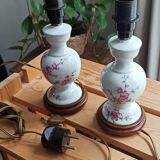 Pair of floral pattern bedside lamps