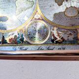 Double hémisphère carte du monde planisphère atlas The World John Speed 1676 carte brillante argenté