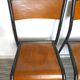 Lot of 4 adult school chairs, wood and black metal