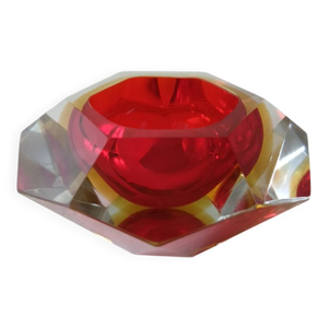 Cendrier Murano Sommerso - verre rouge jaune