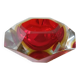 Murano ashtray Sommerso faceted glass red yellow vintage 60s-70s