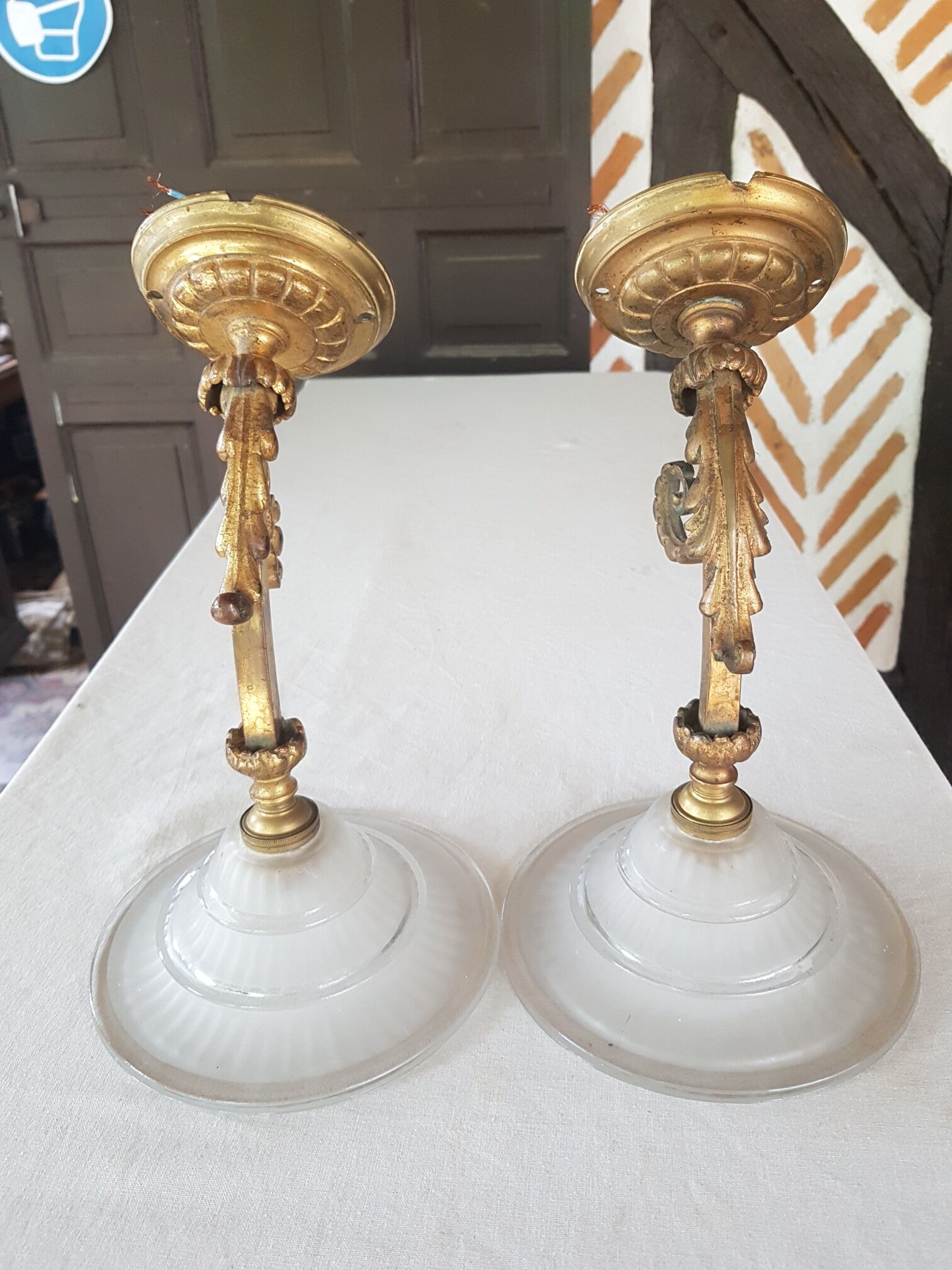 Old art deco bronze wall light 1930