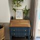 Restored antique drop-leaf secretary – natural wood & Night Blue