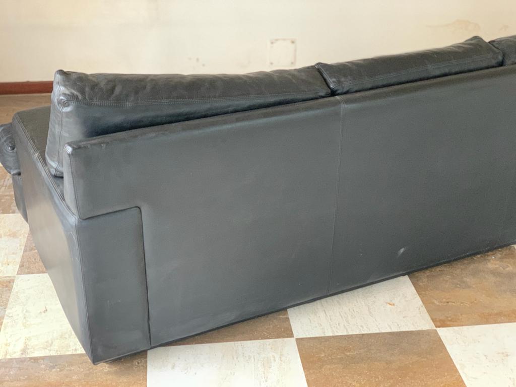 Sofa 3 places Genuine black leather brand ERTON