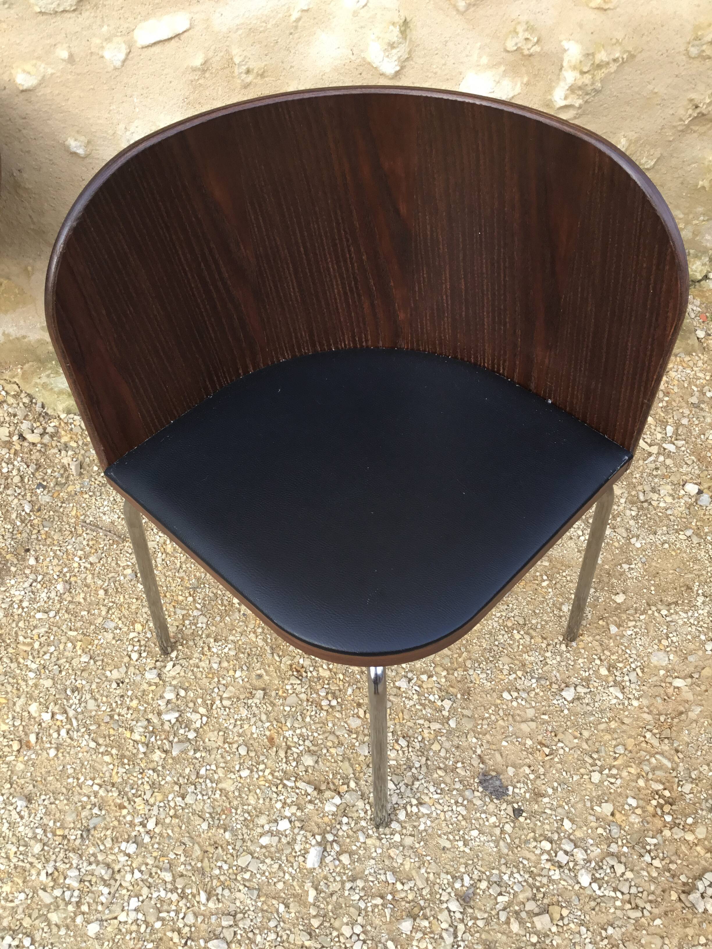 Ikea table late 20th century fusion model in dark wood and chrome legs