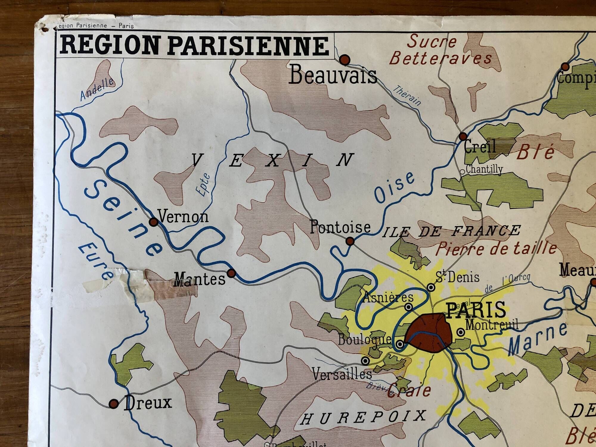 Ancienne carte de Paris et sa région années 50