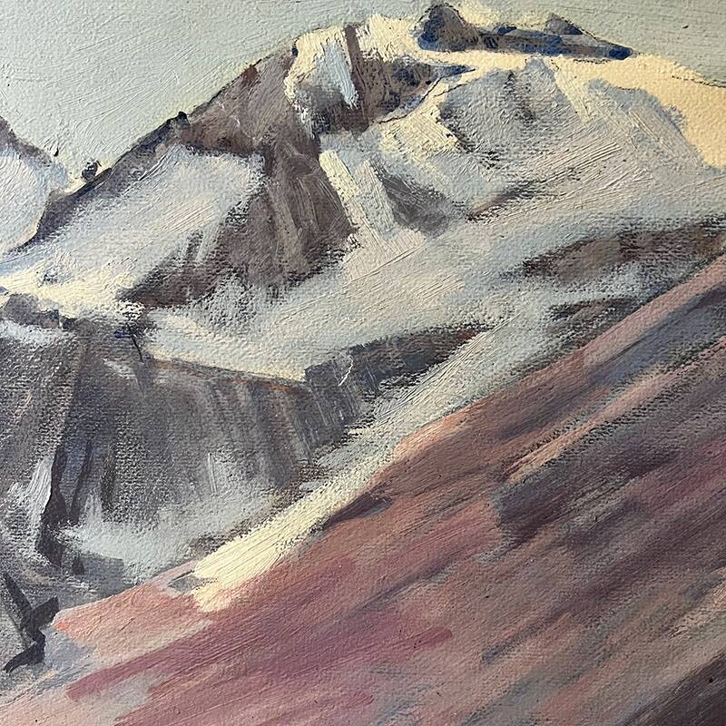 Painting "Mountain", oil on hardboard