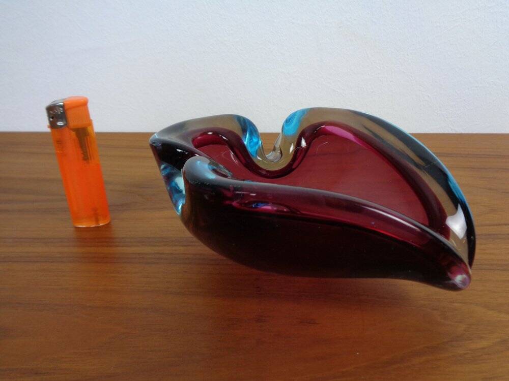 Large Sommerso Murano Glass Ashtray by Flavio Poli, Italy, 1960s