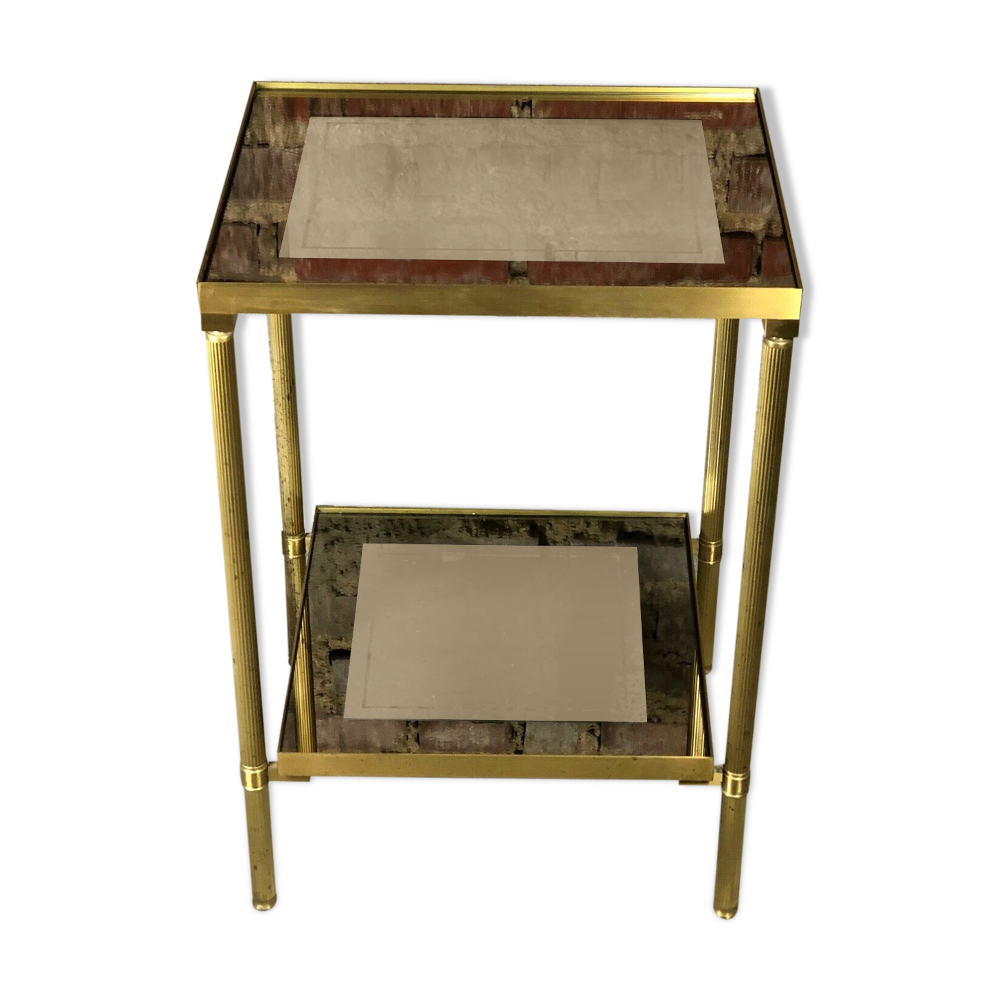 Bout de canapé table d'appoint vintage 70'S en verre et laiton